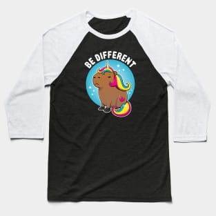 Be different Cartoon Capybara Unicorn Baseball T-Shirt